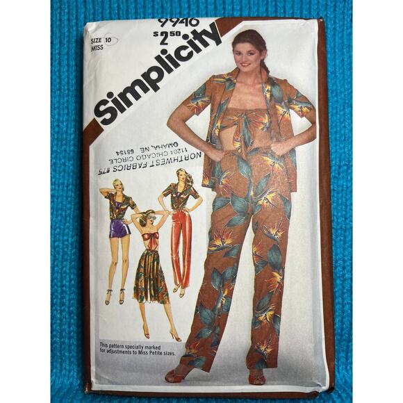 Simplicity 9946 sewing pattern shirt bandeau Skirt pants shirts size 10 - Picture 1 of 5
